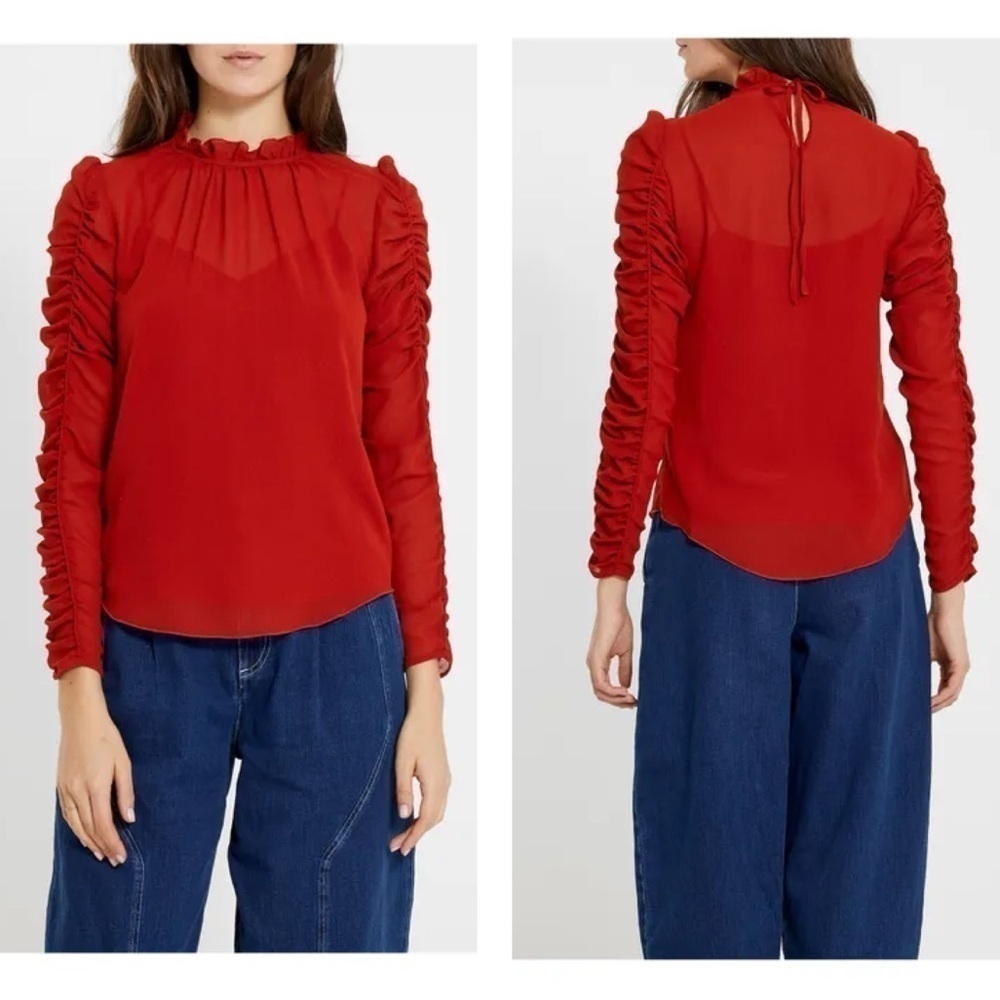 See By Chloe Fronces Mock Neck Blouse Sz36 - Picture 3 of 14
